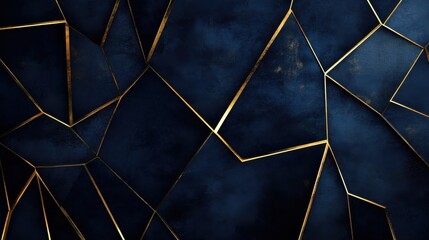 Poster - Elegant Blue and Gold Geometric Texture Suitable for Background Design