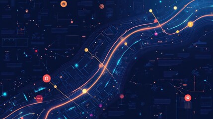 Poster - Abstract Technology Background with Data Connections and Lights
