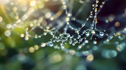 Dew Drops on Spider Web - Macro Nature Photography
