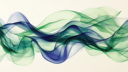 Wall Mural - Dynamic abstract swirls, flowing organic patterns, rich green and midnight blue hues