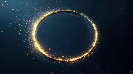 Poster - Sparkling Circular Frame with Glowing Particles on Dark Background