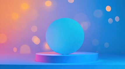 Poster - Soft Colorful Sphere on Minimalist Platform with Bokeh Background
