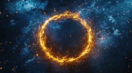 Wall Mural - Vibrant Cosmic Circle of Light Against Dark Starry Background