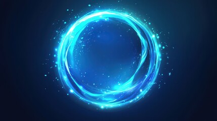 Fototapete - Glowing Circular Light Effect with Sparkles on Dark Background