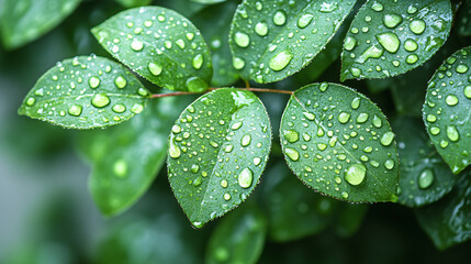Aufkleber - Water droplets forming on a leaf's surface, reflecting the pure essence of nature in a calm and refreshing setting