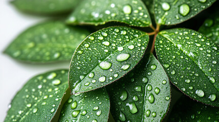 Aufkleber - Crystal clear water droplets glimmering on a leaf surface, capturing nature's beauty in a serene outdoor setting