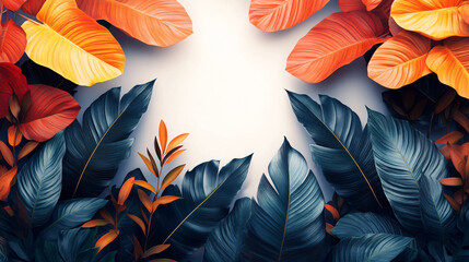 Aufkleber - Lush tropical background featuring vibrant green leaves and exotic foliage in a scenic natural setting