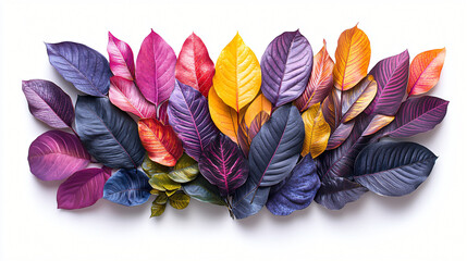 Aufkleber - A stunning collection of colorful leaves displaying an array of rich colors including greens, reds, and yellows in nature's canvas