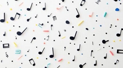 Poster - Colorful Musical Notes and Shapes on White Background for Design