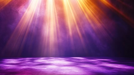Poster - Dramatic Light Rays Emanating from a Vibrant Purple Background