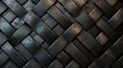 Poster - Textured Black Leather Weave Background for Elegant Design Projects