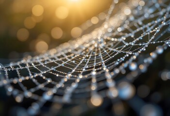 Spiderweb with Dew Drops - Macro Detail