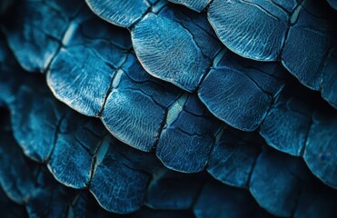 Poster - Close-Up of Iridescent Scales on a Reptile in Stunning Blue and Turquoise Hues Capturing Light and Texture for Artistic and Nature Photography