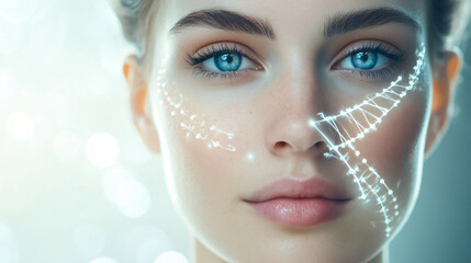 Poster - A woman's face shimmering with a radiant constellation of stars creating a dreamlike cosmic atmosphere of wonder