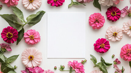 Aufkleber - Delightful white paper nestled among soft pink flowers creating a romantic and charming floral arrangement