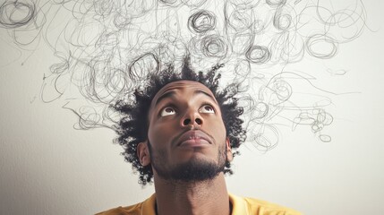 Poster - Creative problem-solving concept with a man sketching innovative ideas on a transparent whiteboard