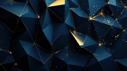 Poster - Textured Dark Blue and Gold Geometric Abstract Background Design