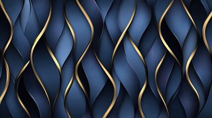 Poster - Elegant Blue and Gold Wavy Pattern for Modern Background Design
