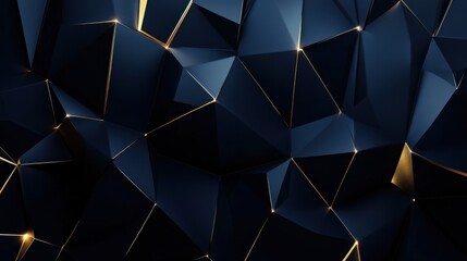 Poster - Dark Geometric Background with Glowing Accents and Faceted Shapes