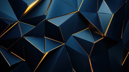 Poster - Abstract Geometric Background with Dark and Gold Tones in 3D