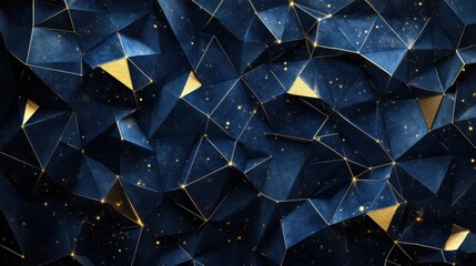 Poster - Dark Blue Geometric Background with Gold Accents and Stars