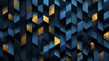 Poster - Abstract Geometric Pattern with Blue and Gold Color Elements