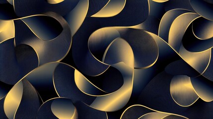 Poster - Elegant Abstract Design with Flowing Curves in Gold and Black