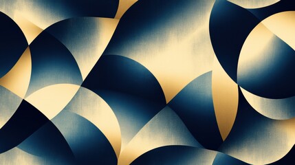 Poster - Elegant Abstract Pattern with Blue and Gold Curves and Shapes