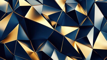 Poster - Geometric Abstract Background with Sharp Golden and Black Shapes