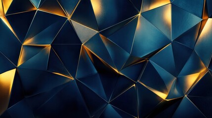 Poster - Abstract Geometric Background with Golden and Blue Facets