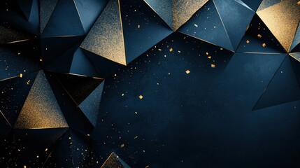 Poster - Geometric Background Design with Dark Shades and Golden Accents