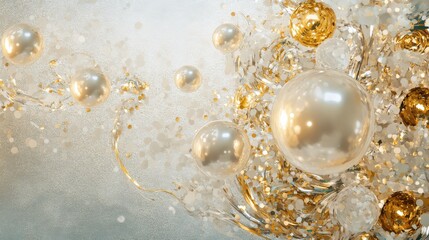 Poster - Elegant Abstract Composition with Golden and White Decorative Elements