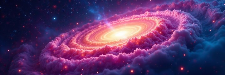 colorful swirling nebula in deep space with glowing stars, dust, cosmic