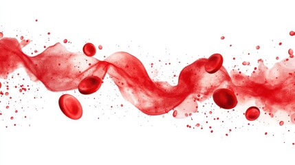 Poster - Red Fluid Abstract Design with Organic Shapes and Bubbles on White
