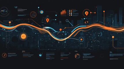 Poster - Abstract Data Visualization with Flowing Lines and Geometric Shapes