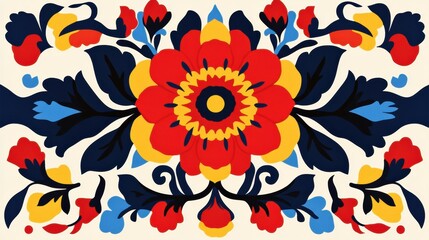Poster - Vibrant Floral Pattern with Bold Colors for Creative Designs