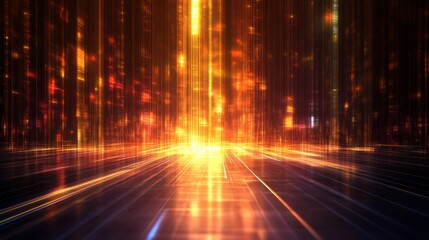 Poster - Vibrant Light Beams Creating Abstract Digital Landscape Scene