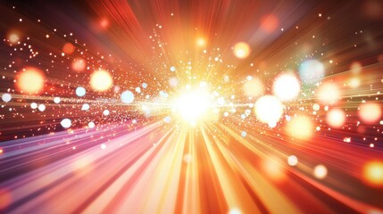 Poster - Bright Explosion of Light with Dynamic Colorful Rays and Bokeh