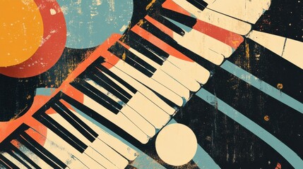 Poster - Abstract Art of Keyboard with Colorful Geometric Shapes and Textures