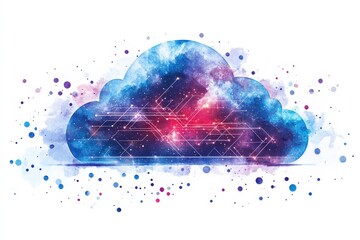 Poster - Colorful Abstract Cloud with Cosmic Elements and Geometric Patterns for Design