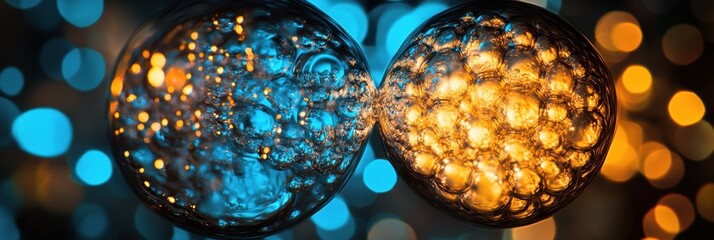Aufkleber - Glowing gas bubbles create vibrant colors underwater during a serene exploration of aquatic life. Generative AI