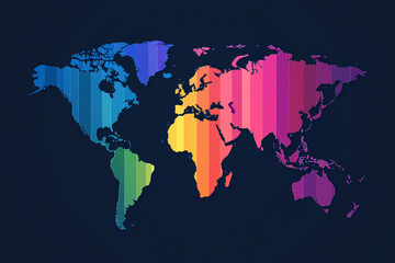 world map shows age and population distribution with bright segmentation