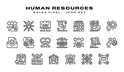 Poster - Human Resources Icon Set. Universal creative premium symbol. Vector sign icon logo template. Vector illustration