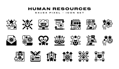 Poster - Human Resources Icon Set. Universal creative premium symbol. Vector sign icon logo template. Vector illustration