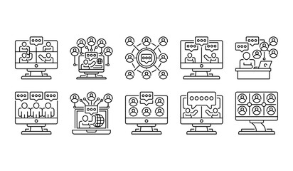 Poster - Virtual Meeting Icon Set. Universal creative premium symbol. Vector sign icon logo template. Vector illustration