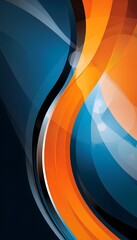 Poster - Abstract design features flowing curves in orange blue and black