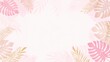 © Artfinity - Pink summer tropical background. Palm leaves, monstera leaf, Botanical background design for wall framed prints, wall art, invitation, canvas prints, poster, cover, wallpaper