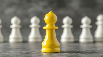 Poster - Leadership Concept with Yellow Chess Piece in Focus