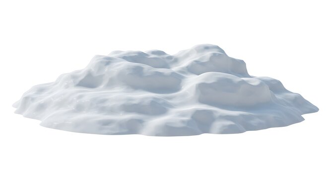 Isolated Snow Pile on White Background for Winter Scenes and Mockups