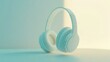 © xoan - White headphones, pastel background, music listening, product shot